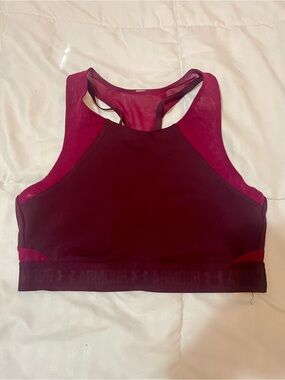 Under Armour Two-Tone Maroon and Magenta High-Neck Sports Bra